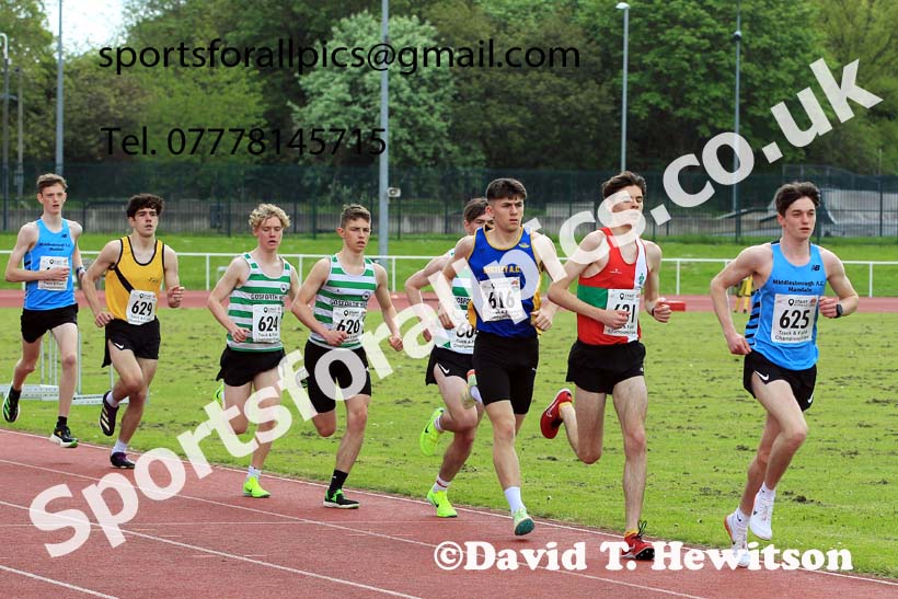 Mens Under-20s 5000 metres 2023 North Eastern Track and Field Champs., Middlesbrough Sports Village, Middlesbrough. Photo: David T. Hewitson/Sports for All Pics